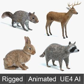3D Animated Game Animals Set 1 model